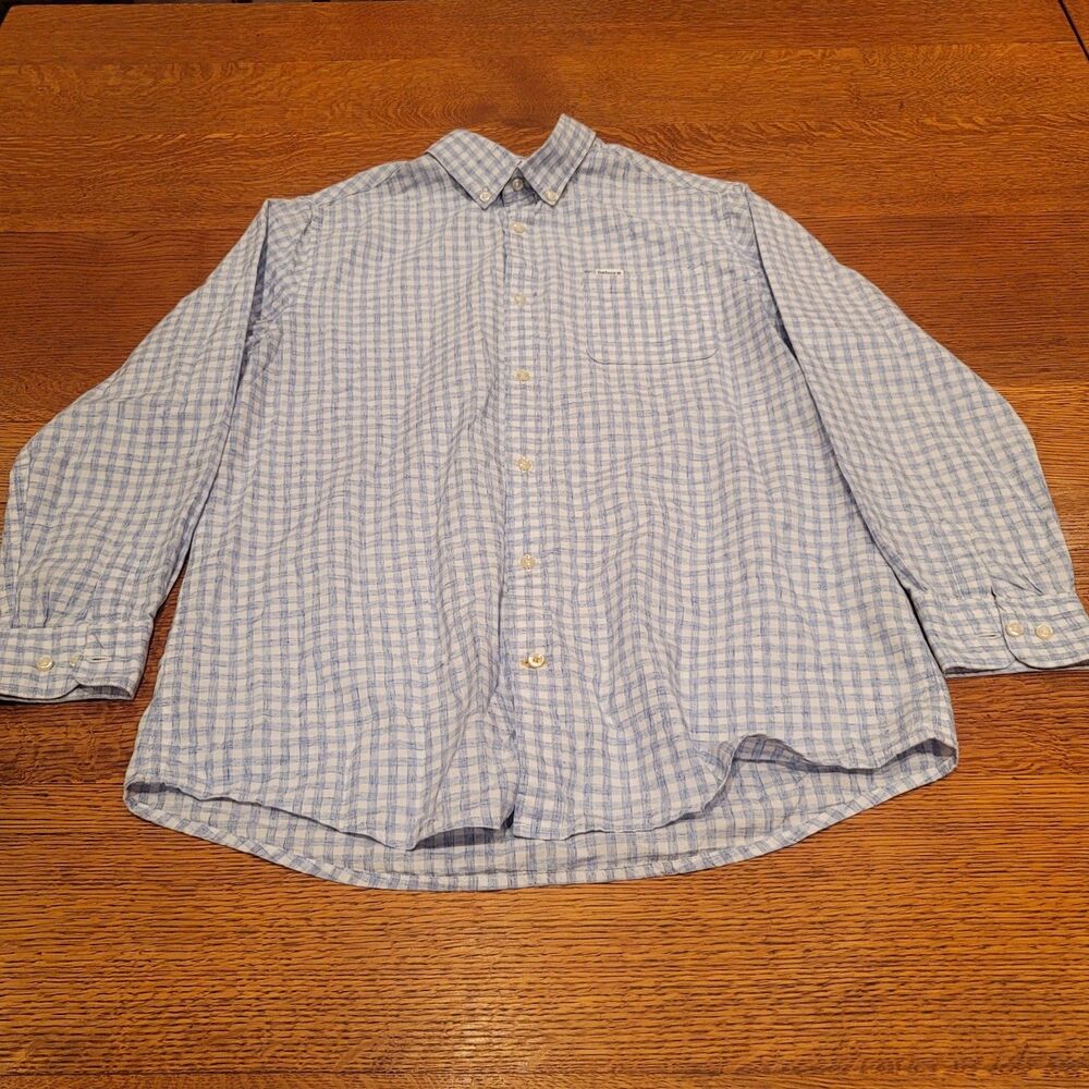 Barbour Tailored Fit Button Up Shirt Mens Small  Blue White Checkered
